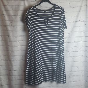 Navy Blue Stripped Espresso Dress 👗 💙